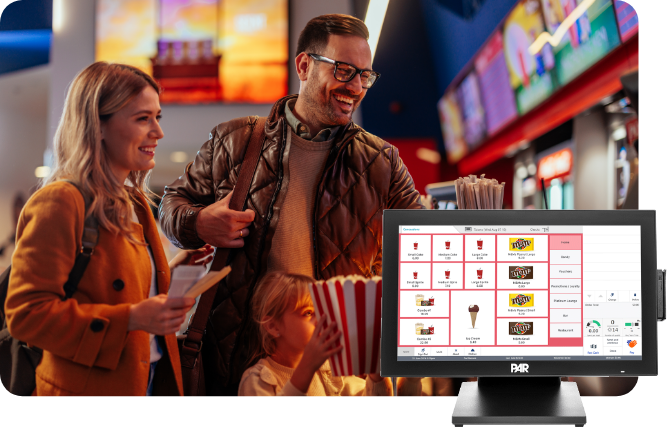 PAR Wave’s guest-facing touch screens, cinemas can showcase movie trailers, showtimes, and promotions
