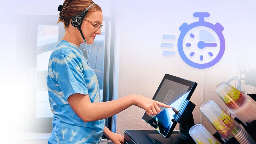 Woman working in Drive-Thru